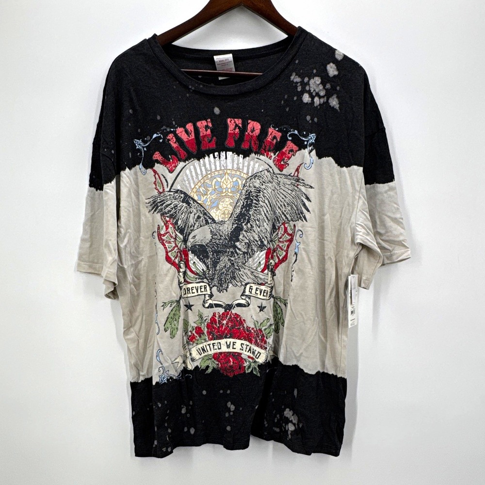 No Boundaries NB Oversized Tee Mens XXXL Live Free Eagle Graphic T-Shirt